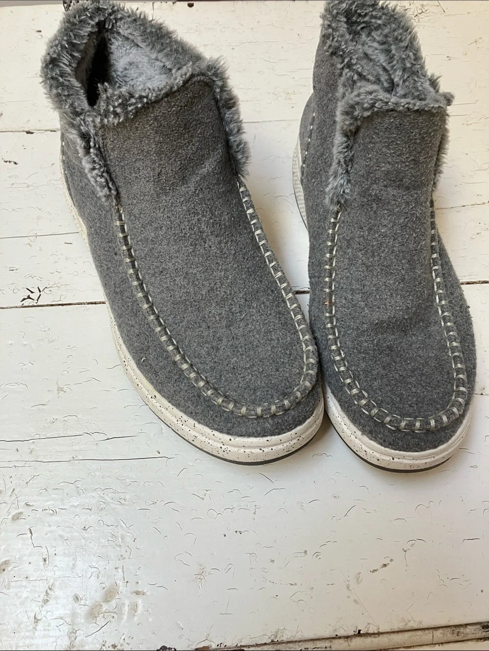 Skechers BOBS Women’s Sz 11 Grey Pull-on Skipper Wave Angelie Warmth Boots